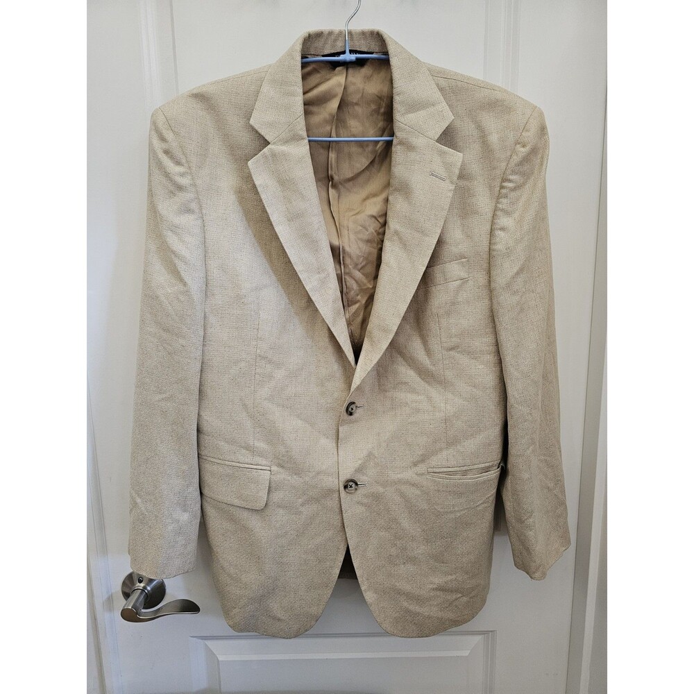 Jos. A. Bank Men's Tan Beige 100% Silk Two-Button Blazer Sport Coat Size 40S